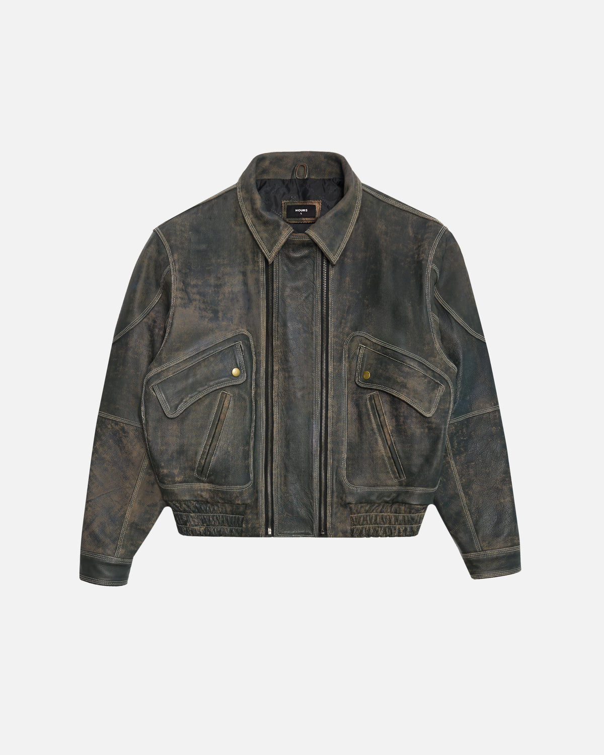 Leather Flight Jacket - Vintage Black