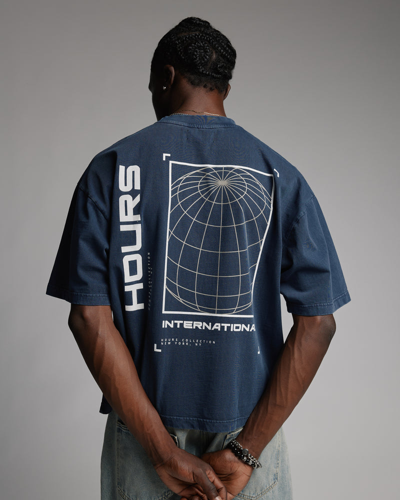 Hours International T-Shirt - Vintage Navy