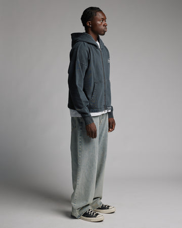 Mind is Hours Cropped Zip Hoodie - Vintage Black