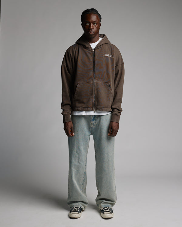 Outlaw Cropped Zip Hoodie - Vintage Espresso