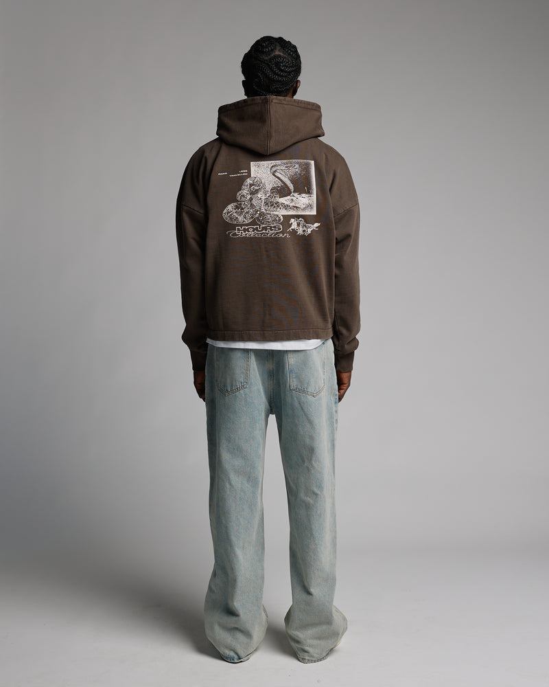 Outlaw Cropped Zip Hoodie - Vintage Espresso