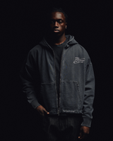 Mind is Hours Cropped Zip Hoodie - Vintage Black