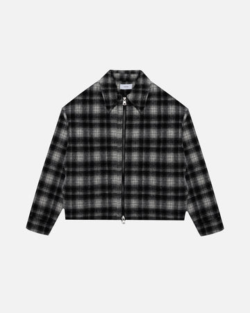 Flannel Zip Overshirt - Black