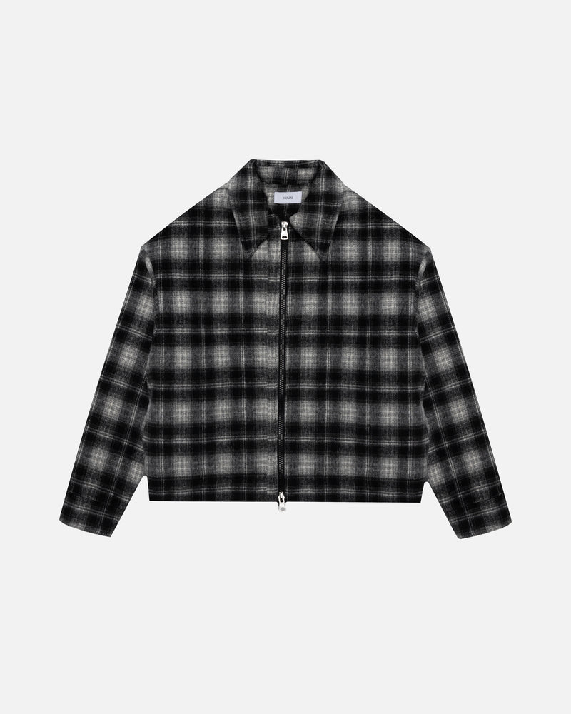 Flannel Zip Overshirt Black – Hours - Main Image