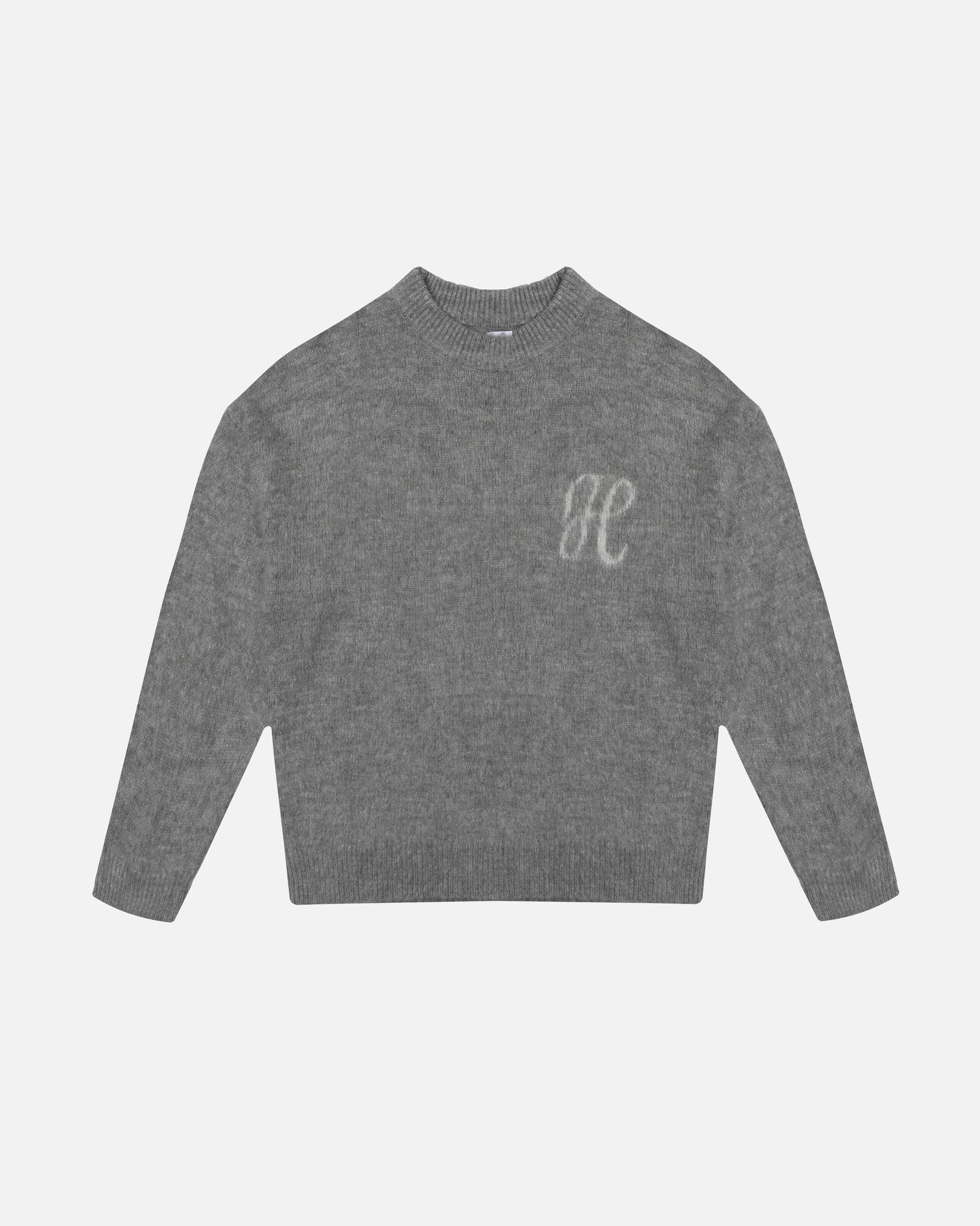 バトナー　PURE MOHAIR SIGNATURE CREW NECK グレー Signature Mohair Sweater - Grey – Hours