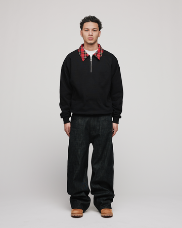 Flannel 1/4 Zip - Black