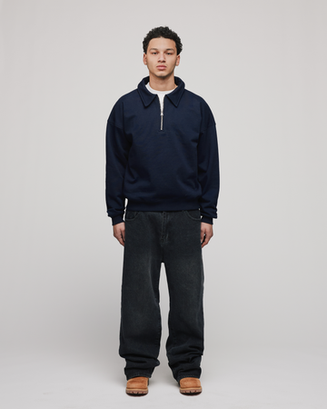Drop Shoulder 1/4 Zip - Navy