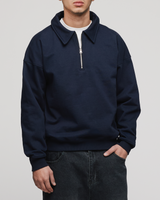Drop Shoulder 1/4 Zip - Navy