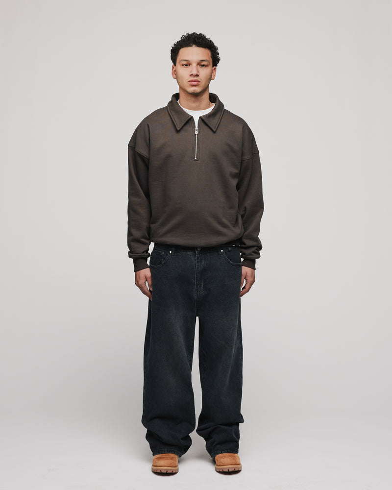 Drop Shoulder 1/4 Zip - Espresso – Hours