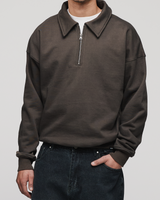 Drop Shoulder 1/4 Zip - Espresso