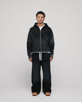 Cropped Zip Hoodie - Sunfaded Black