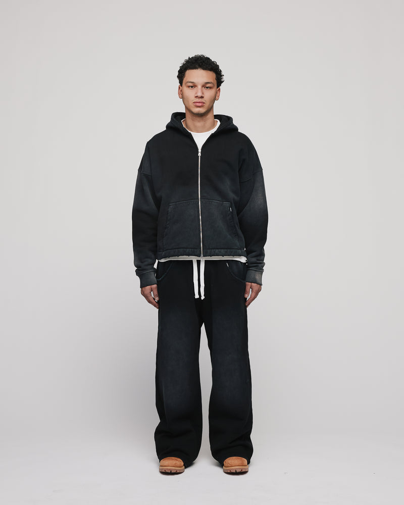 Cropped Zip Hoodie - Sunfaded Black – Hours