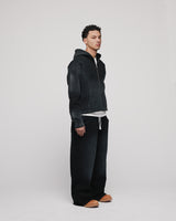 Cropped Zip Hoodie - Sunfaded Black