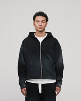 Cropped Zip Hoodie - Sunfaded Black