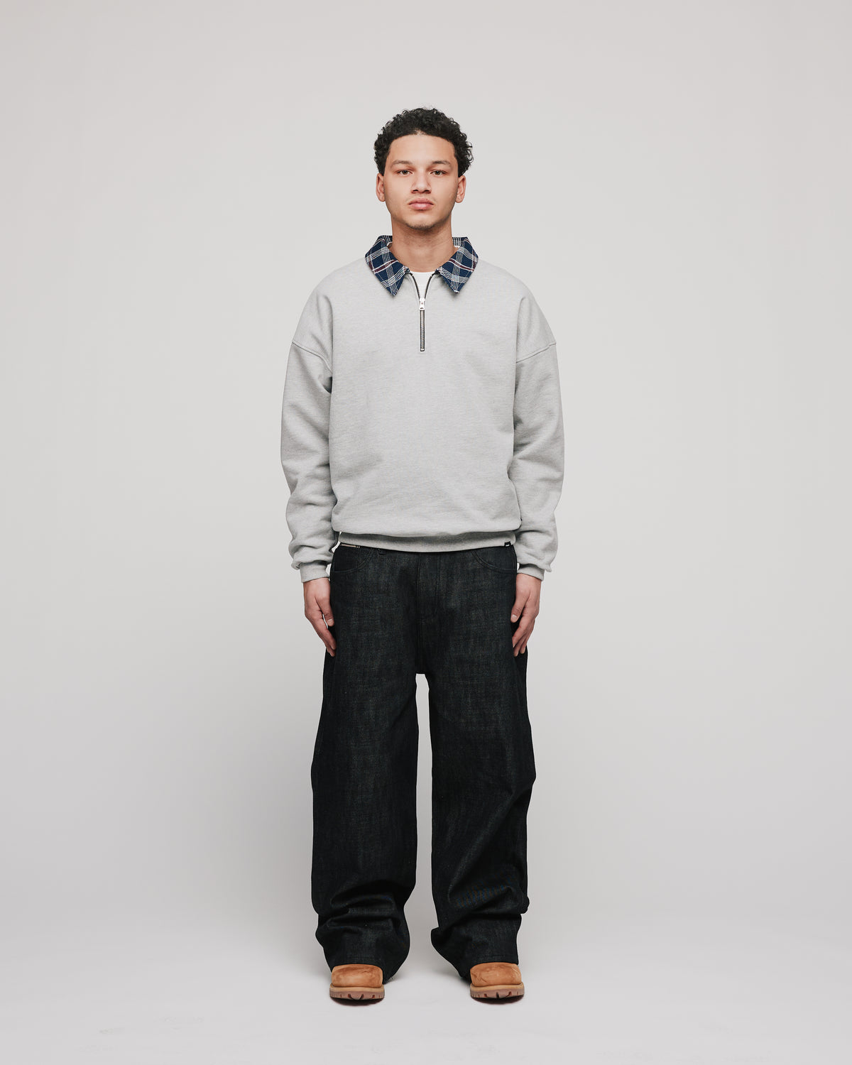 Flannel 1/4 Zip - Grey