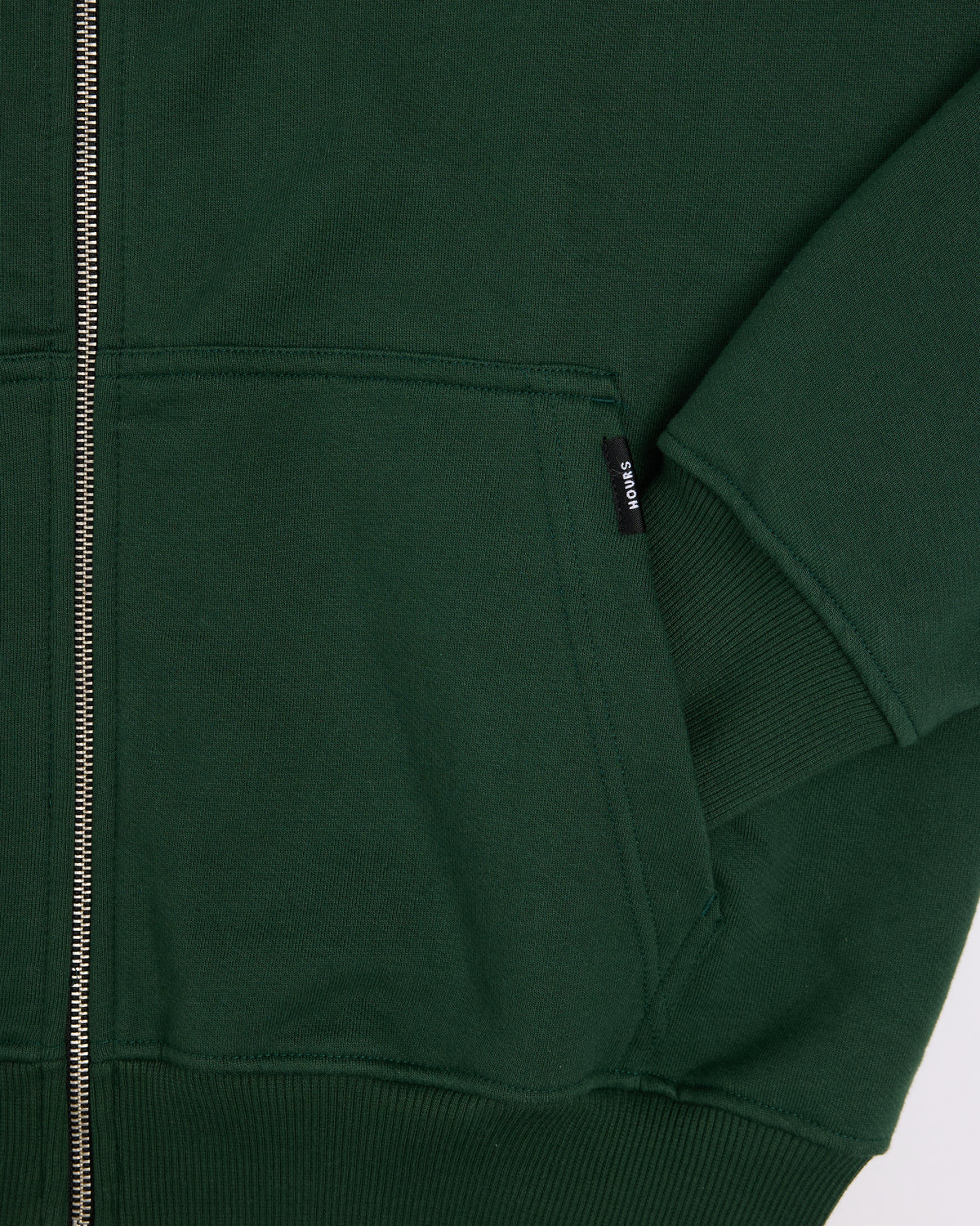 Drop Shoulder Zip Hoodie - Forest Green
