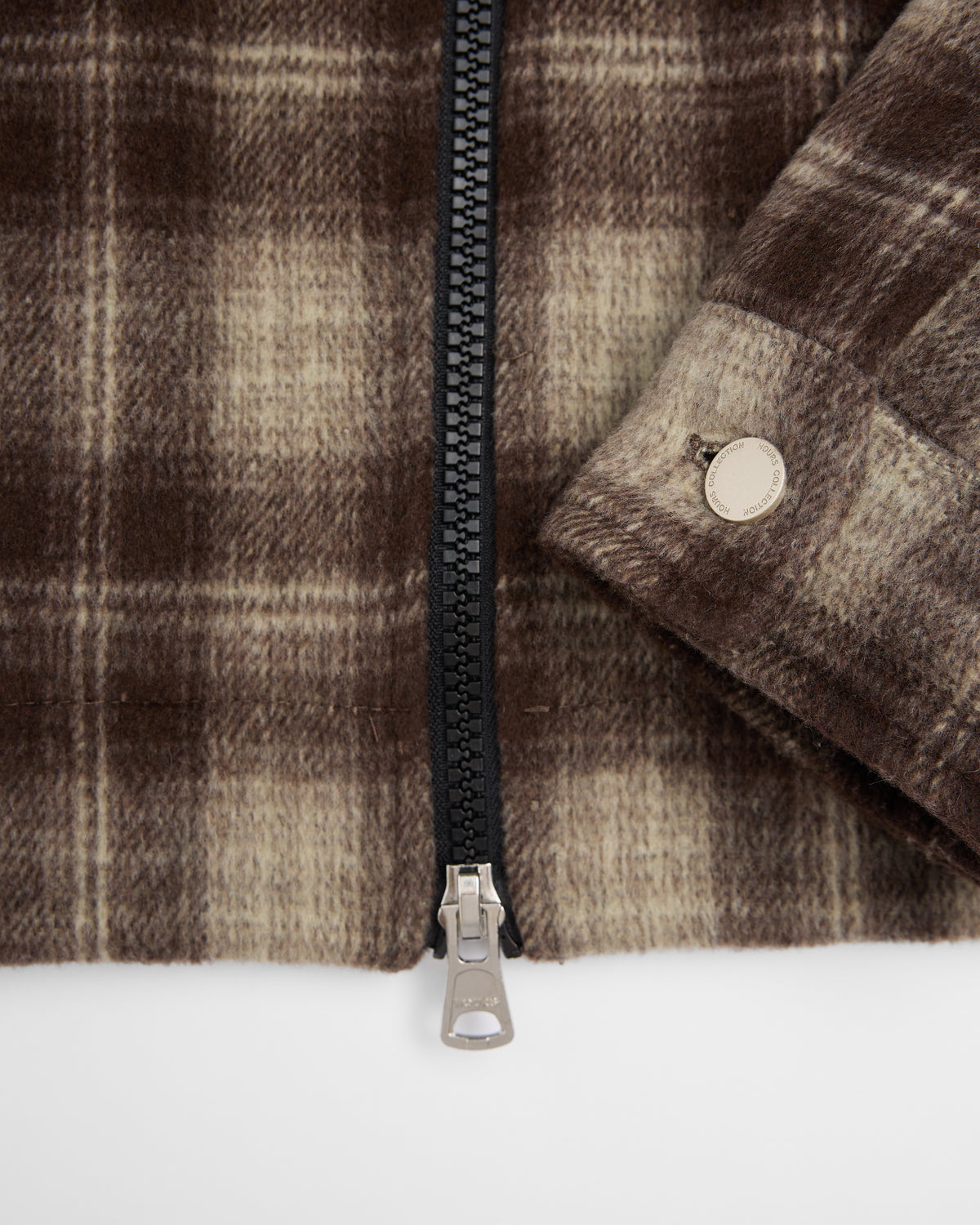 Flannel Zip Overshirt - Brown