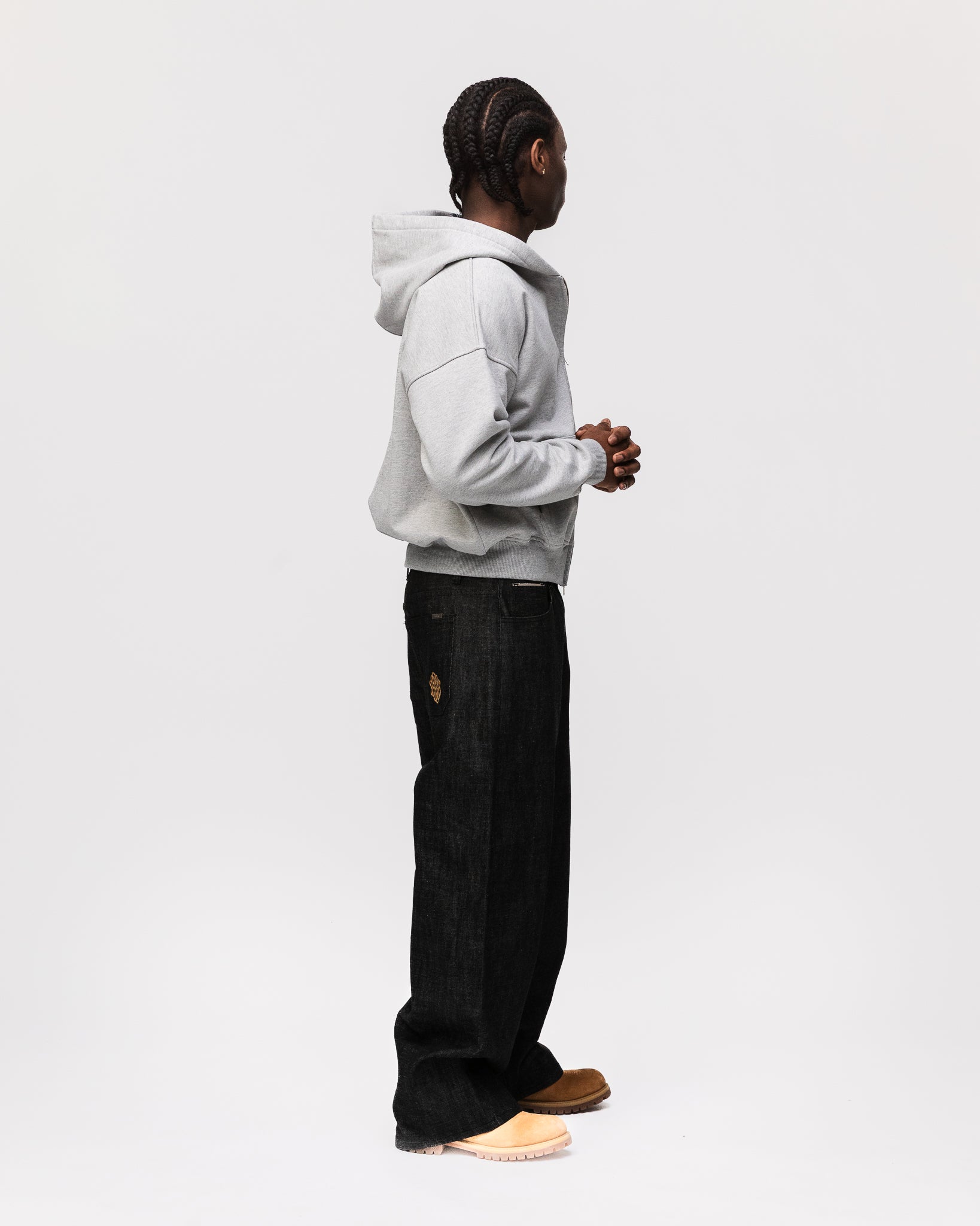 Flannel Zip Hoodie - Grey