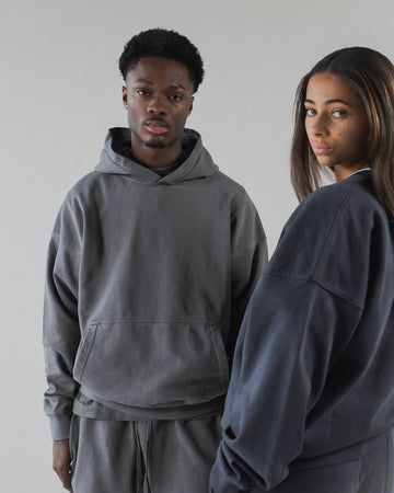 Drop Shoulder Hoodie - Vintage Grey