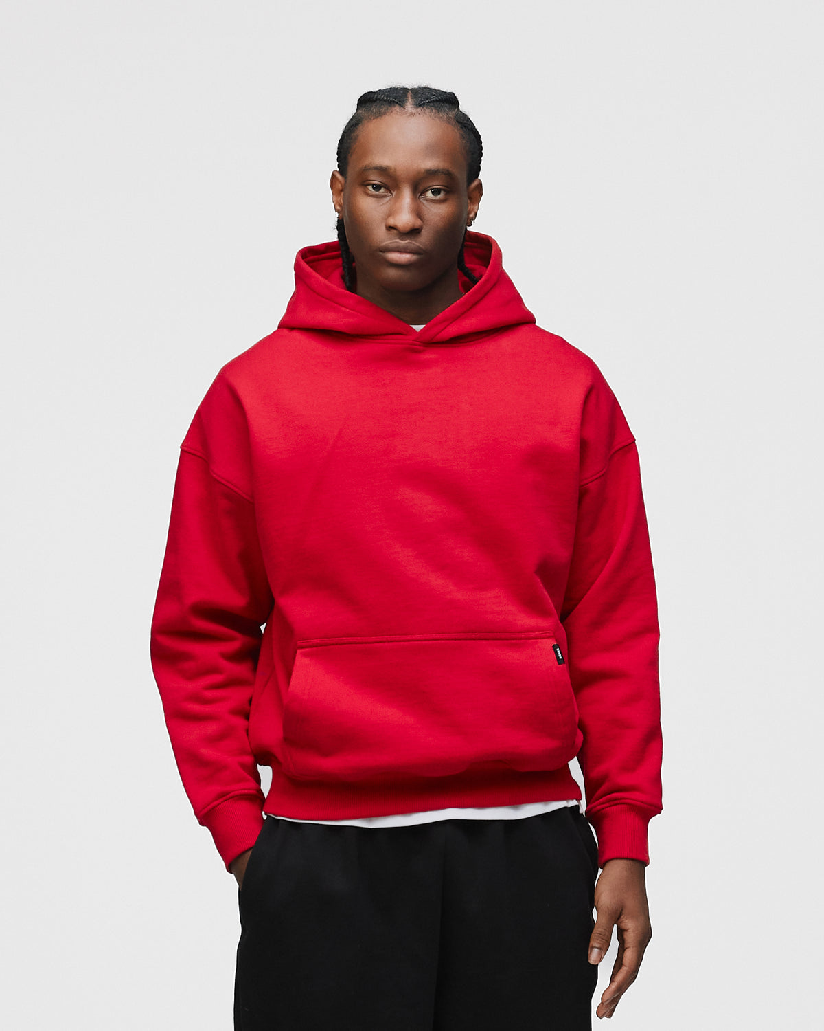 Drop Shoulder Hoodie - Red