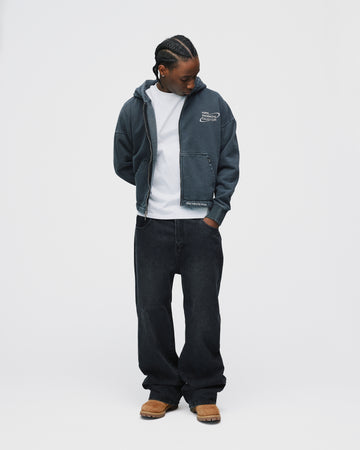 Mind is Hours Cropped Zip Hoodie - Vintage Black