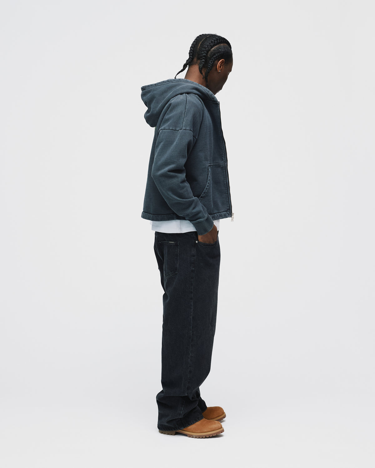 Mind is Hours Cropped Zip Hoodie - Vintage Black