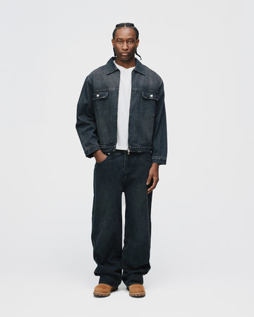 Baggy Denim Pants - Washed Black