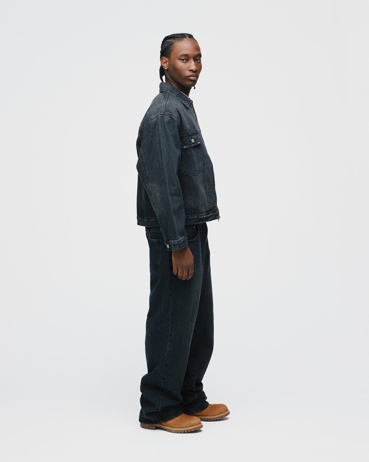 Baggy Denim Pants - Washed Black