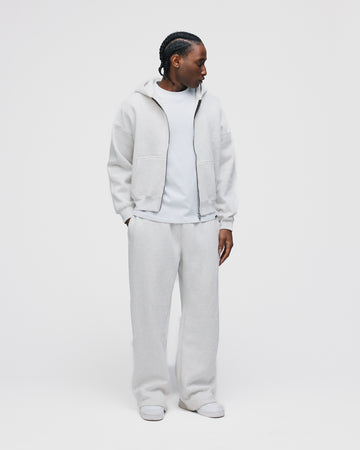 Drop Shoulder Zip Hoodie - Ash