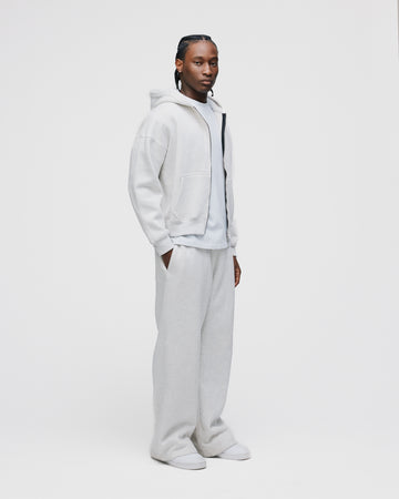 Drop Shoulder Zip Hoodie - Ash