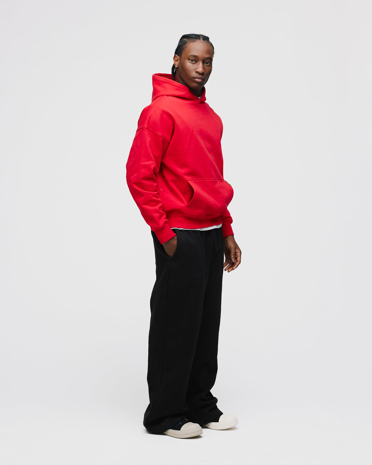 Drop Shoulder Hoodie - Red