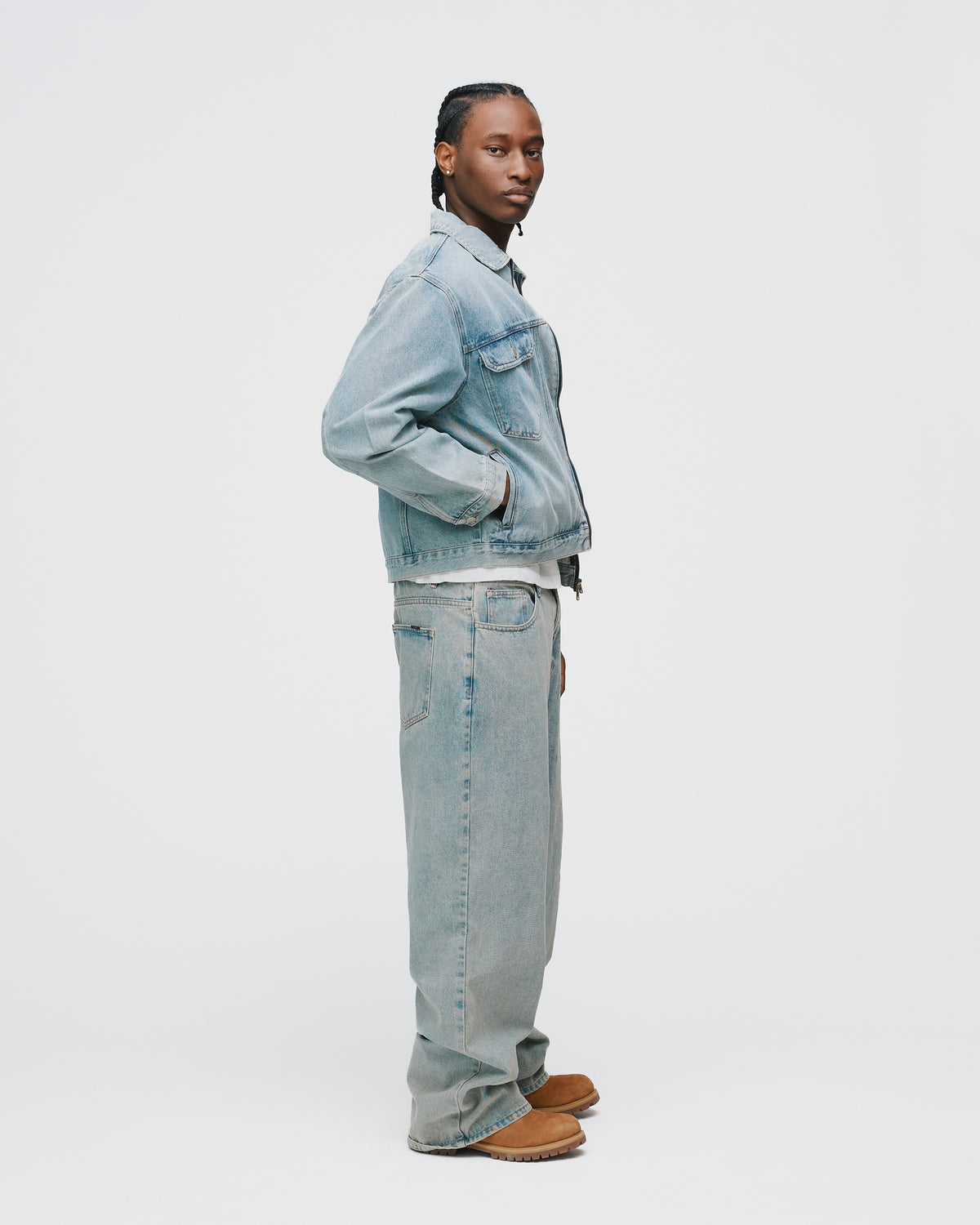 Denim Zip Jacket - Washed Blue