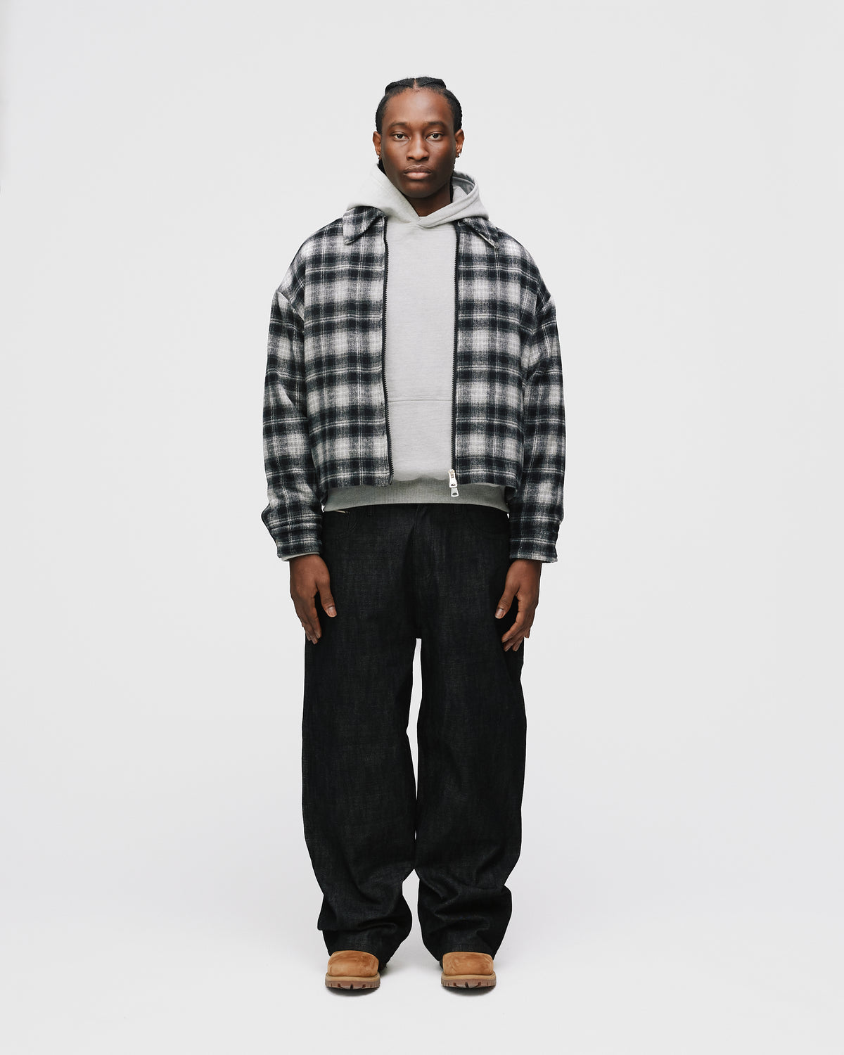 Flannel Zip Overshirt - Black