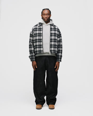Flannel Zip Overshirt - Black