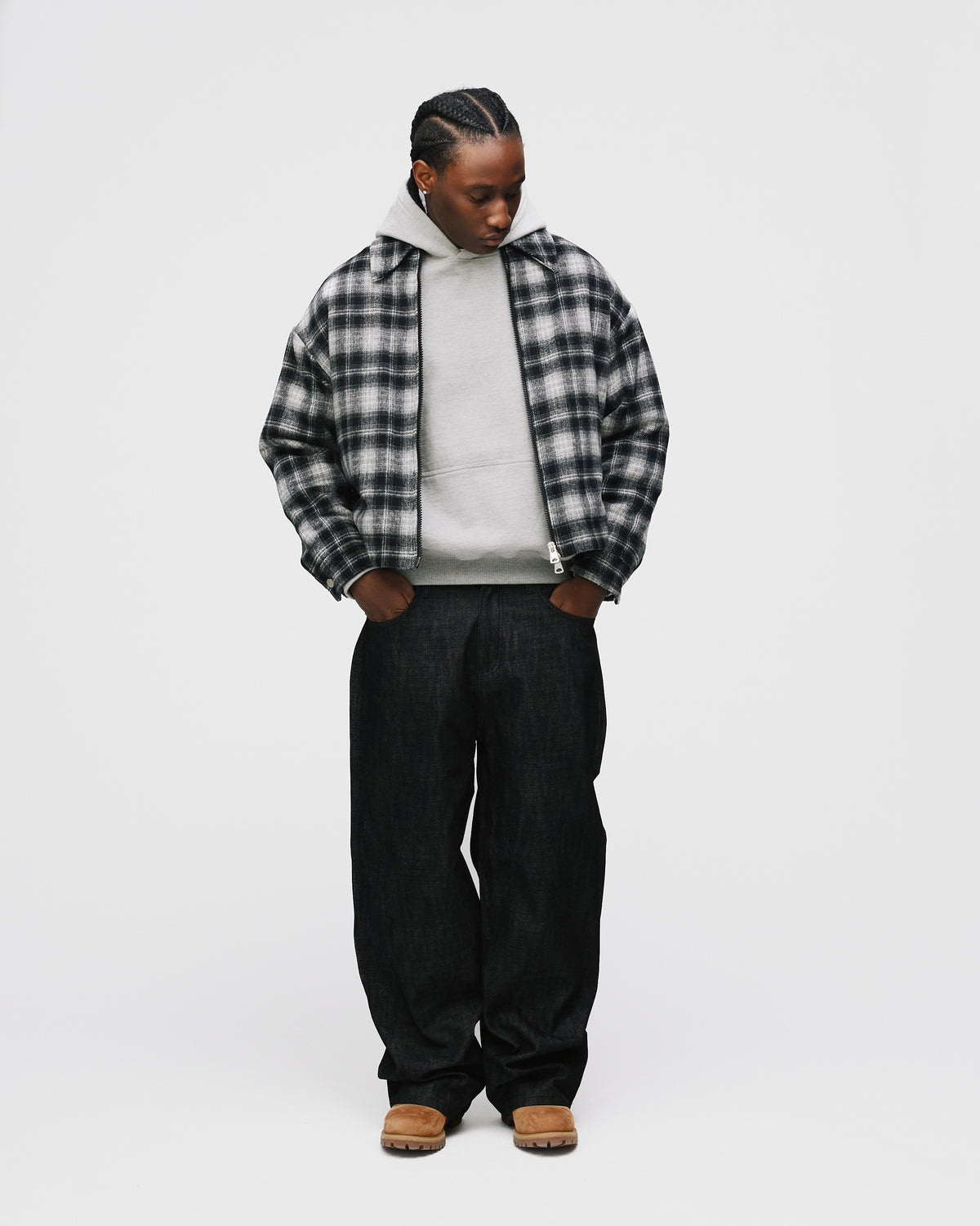 Flannel Zip Overshirt - Black