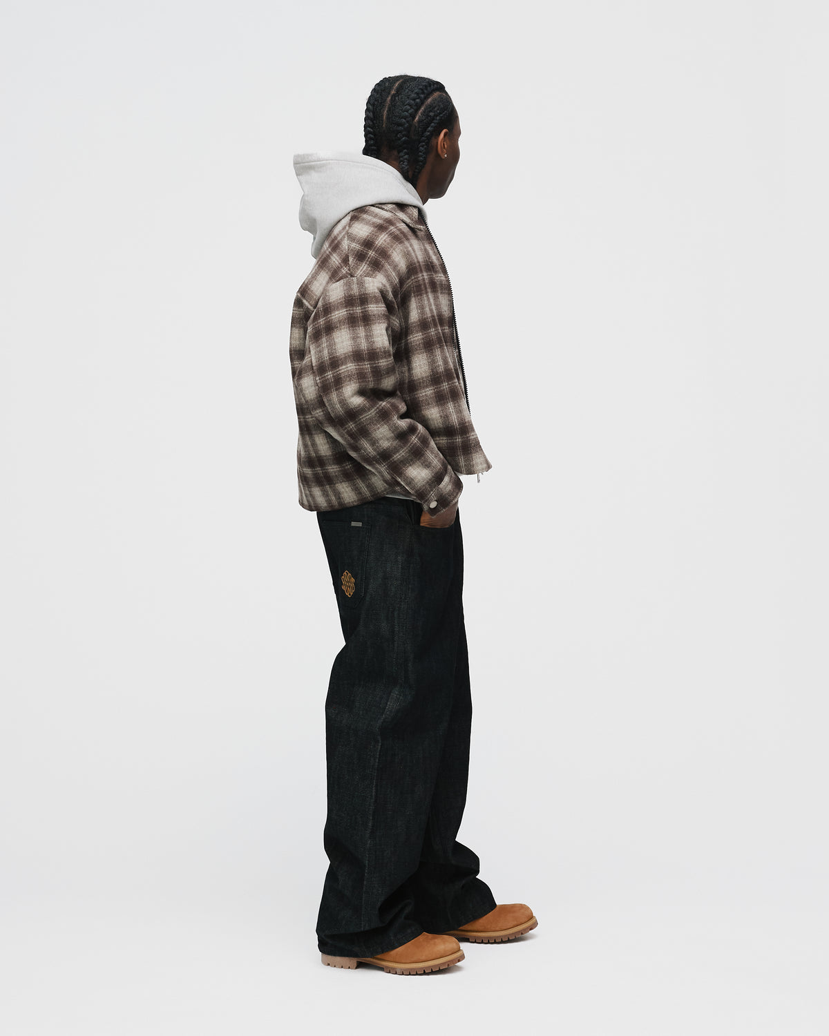 Flannel Zip Overshirt - Brown