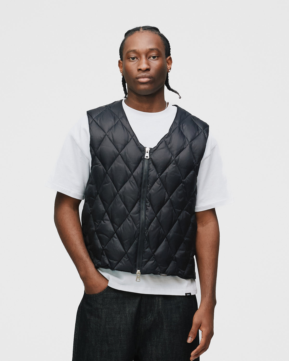 Quilted Puffer Vest - Black