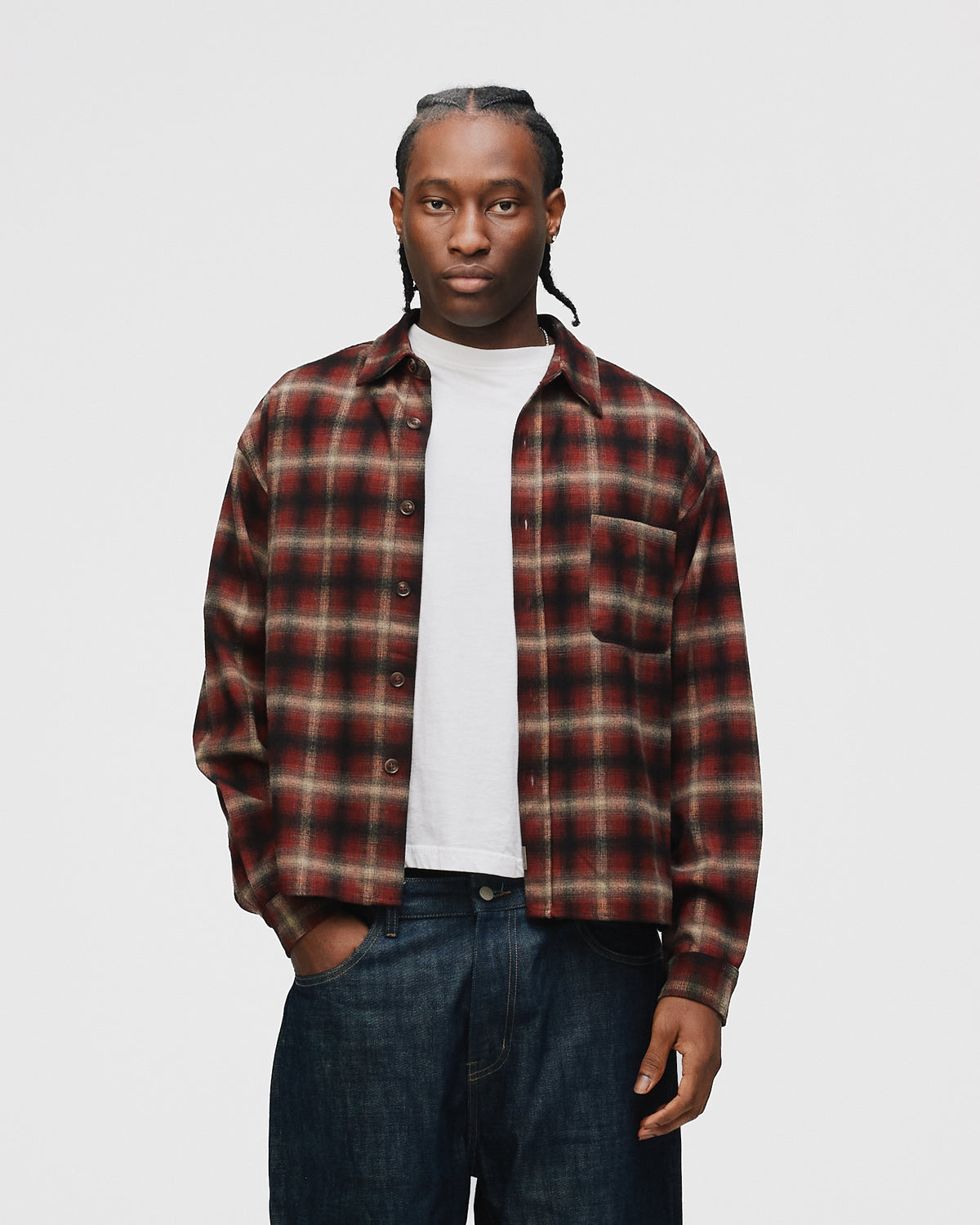 Cropped Flannel - Red