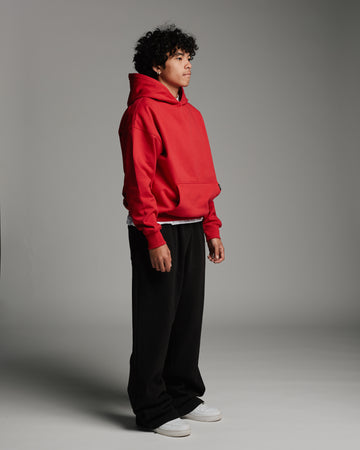 Drop Shoulder Hoodie - Red