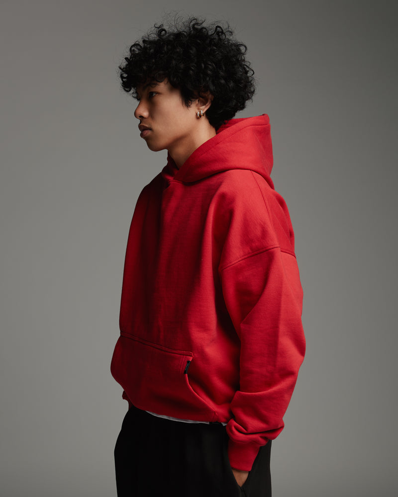 Drop Shoulder Hoodie - Red