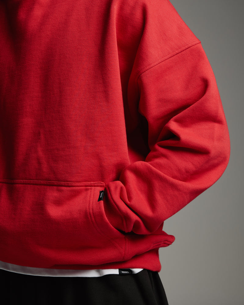 Drop Shoulder Hoodie - Red