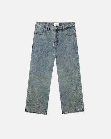 Rhinestone Baggy Denim - Washed Blue