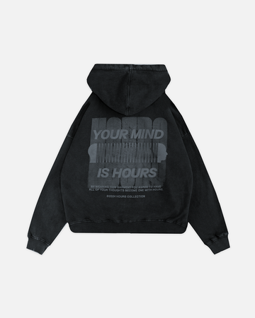 Mind Connection Zip Hoodie Vintage Black – Hours