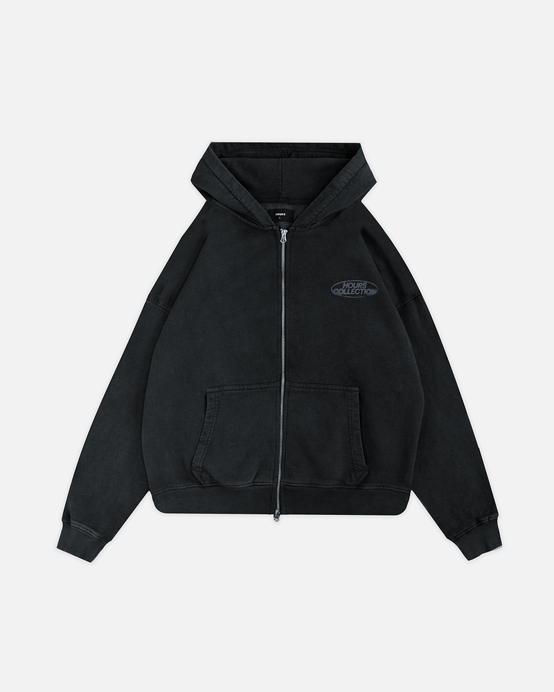 Mind Connection Zip Hoodie Vintage Black Hours