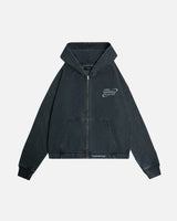 Mind is Hours Cropped Zip Hoodie - Vintage Black
