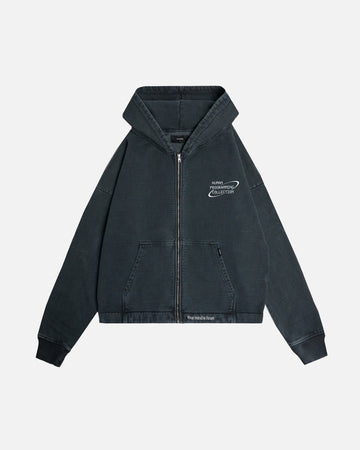 Mind is Hours Cropped Zip Hoodie - Vintage Black
