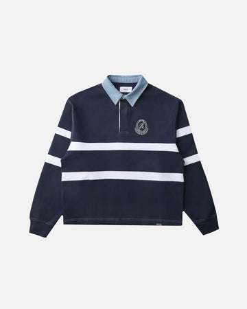 Cropped Rugby Shirt - Navy Blue