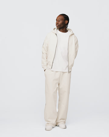 Drop Shoulder Zip Hoodie - Oyster