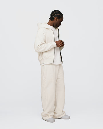 Drop Shoulder Zip Hoodie - Oyster