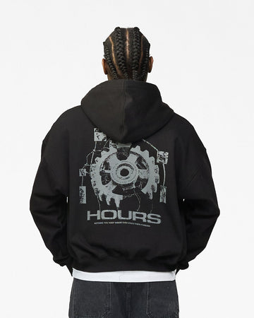 Machine Zip Hoodie - Black